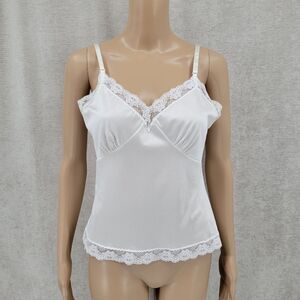 Ashley Taylor Vintage White Half Slip Cami Tank Top Lace Women's Medium